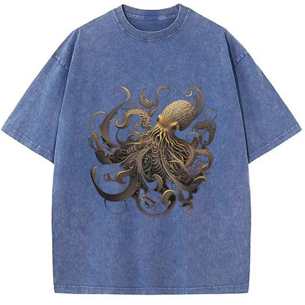 Modecanvas Golden Octopus Vintage Japanese Washed T-Shirt