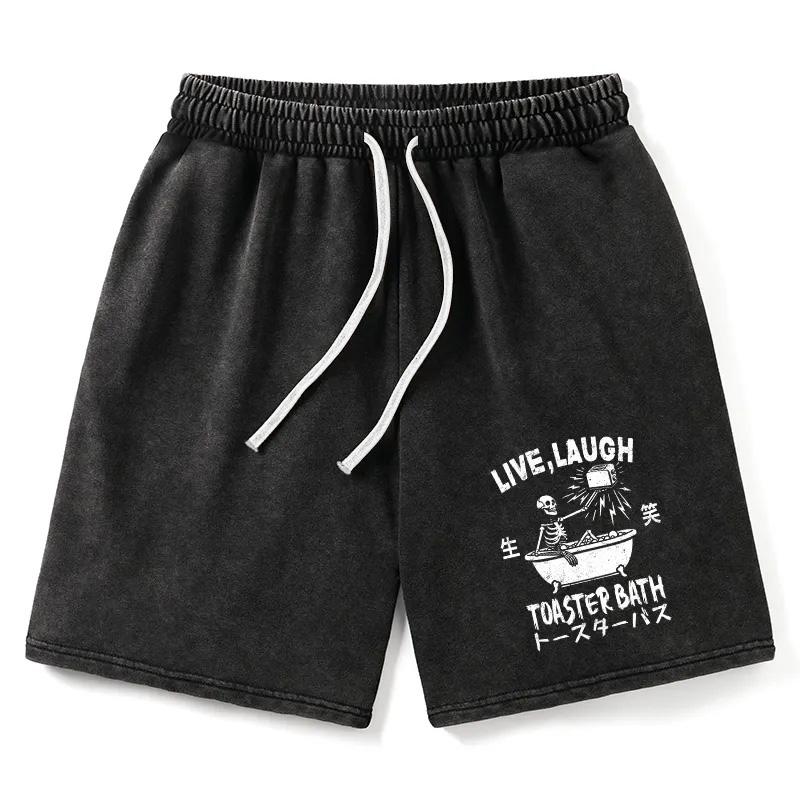 Modecanvas Funny Electric Shock Skeleton Washed Shorts