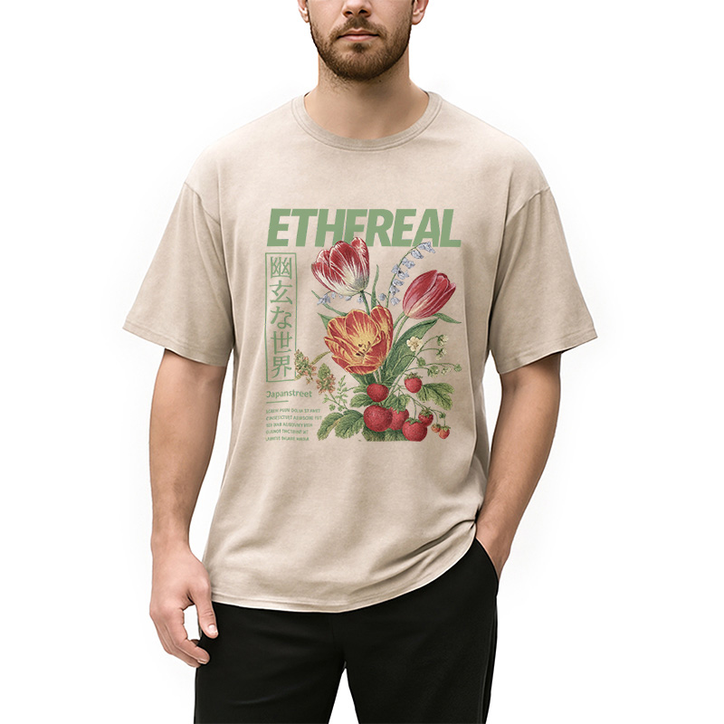 Modecanvas Japanese Flower Washed T-Shirt