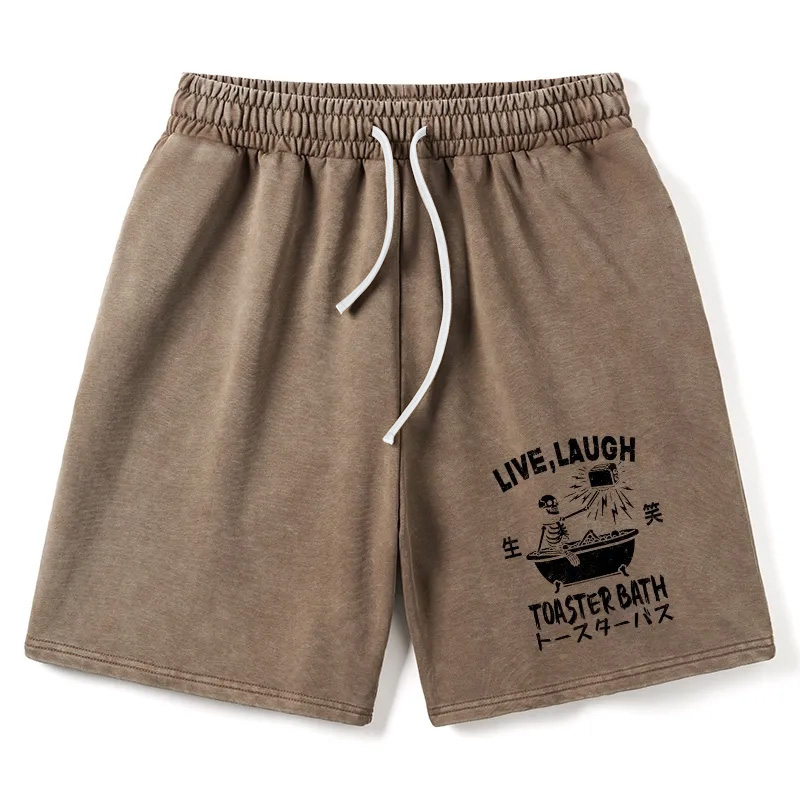 Modecanvas Funny Electric Shock Skeleton Washed Shorts