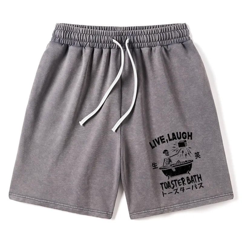 Modecanvas Funny Electric Shock Skeleton Washed Shorts