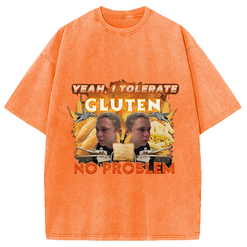 Modecanvas I Tolerate Gluten Meme Washed T-Shirt