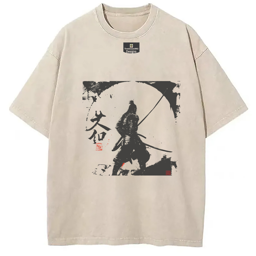 Modecanvas Japanese Samurai Washed T-Shirt