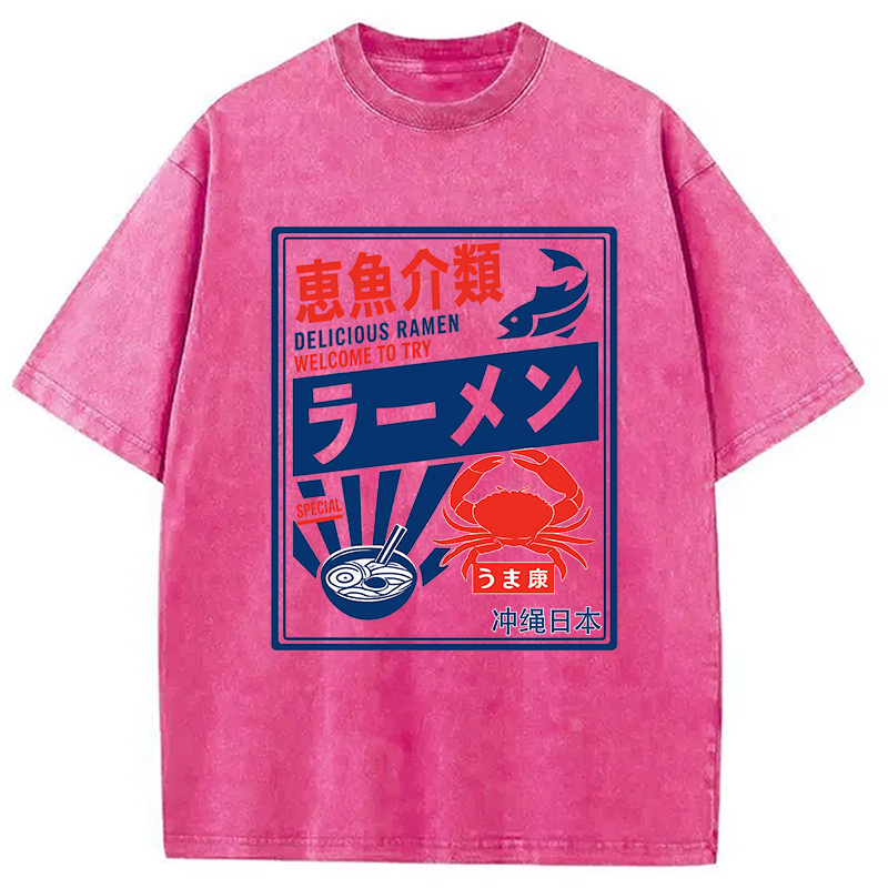 Modecanvas Ramen Japanese Hiragana Washed T-Shirt