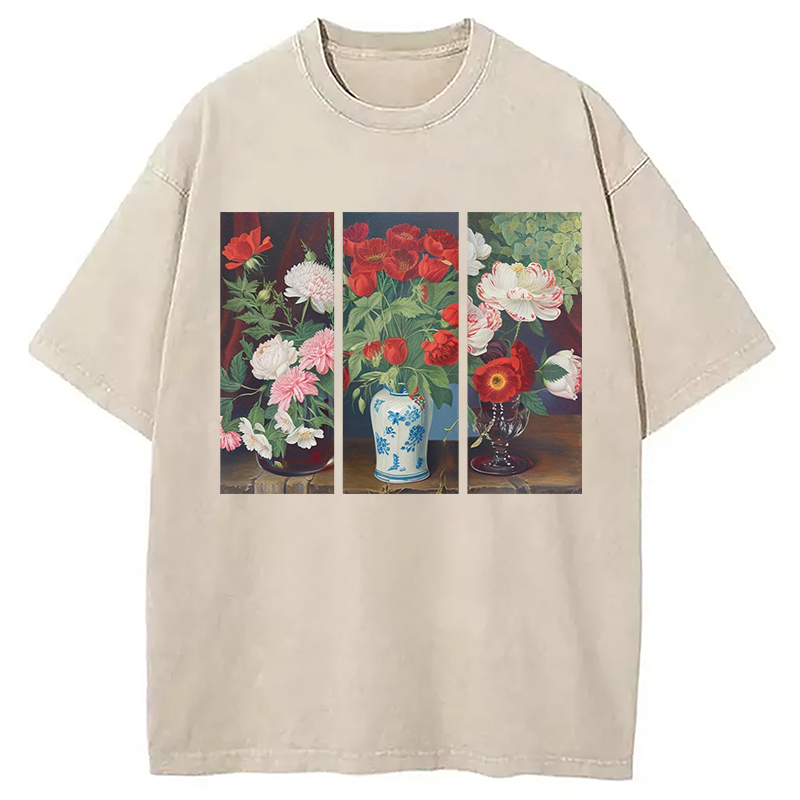 Modecanvas Van Gogh Flower Washed T-Shirt