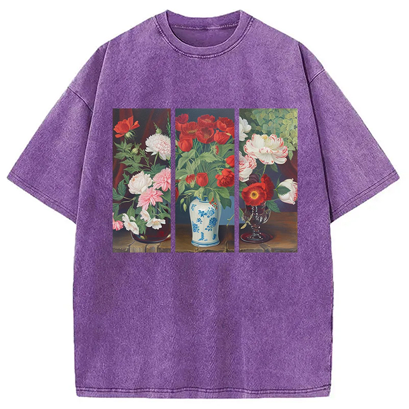 Modecanvas Van Gogh Flower Washed T-Shirt