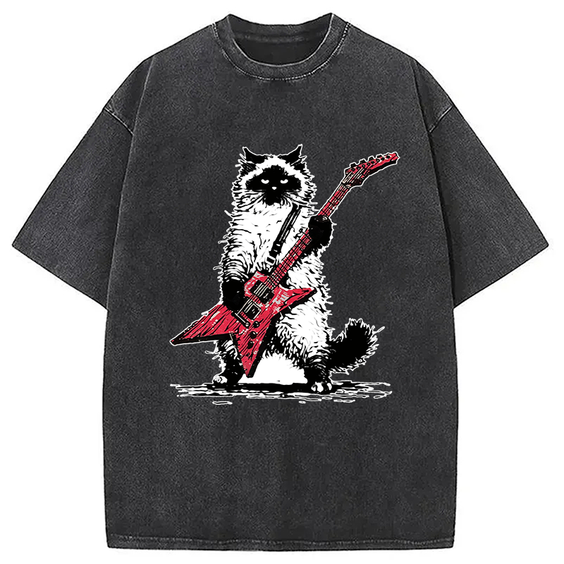 Modecanvas Raccoon Playing Guitar Washed T-Shirt