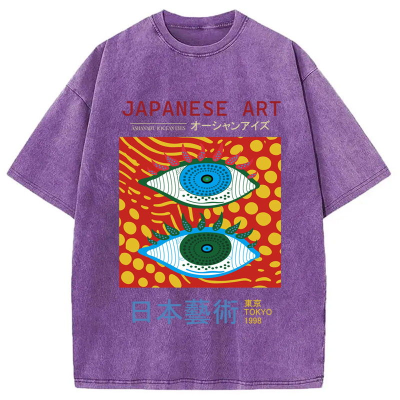 Modecanvas Japanese Art Ocean Eyes Washed T-Shirt