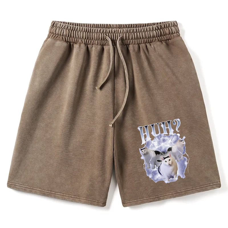 Modecanvas Huh Cat Chonky Ben Meme Washed Shorts For Sale