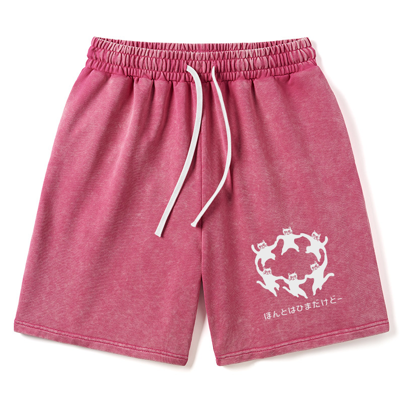 Modecanvas Leisure Cats Japanese Washed Shorts