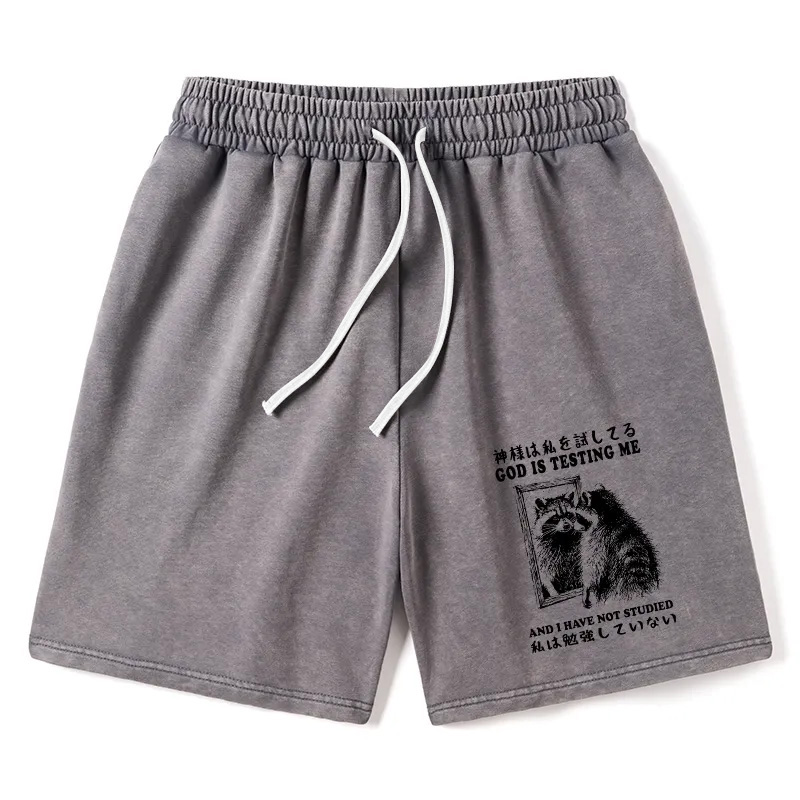Modecanvas Raccoon Not Studied Washed Shorts