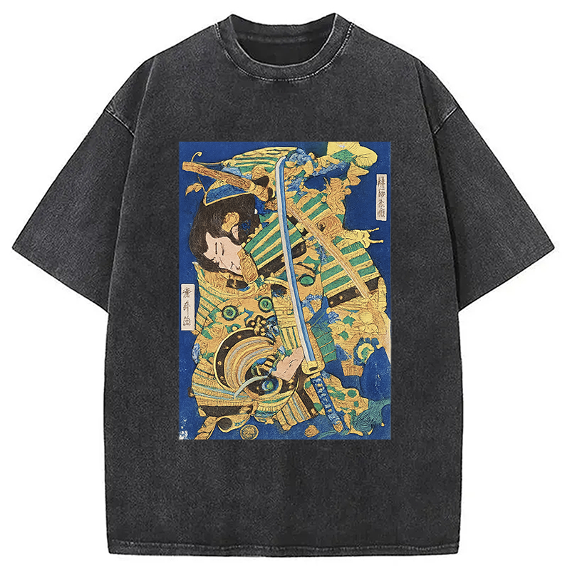 Modecanvas Samurai Clash Ukiyo-e Washed T-Shirt