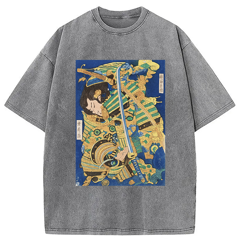 Modecanvas Samurai Clash Ukiyo-e Washed T-Shirt