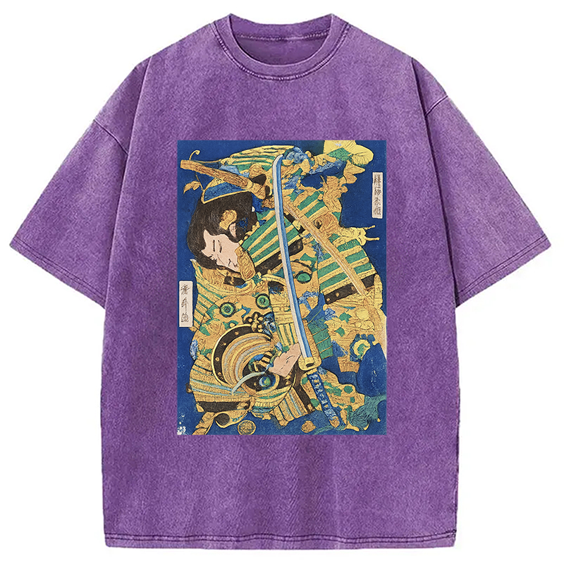 Modecanvas Samurai Clash Ukiyo-e Washed T-Shirt