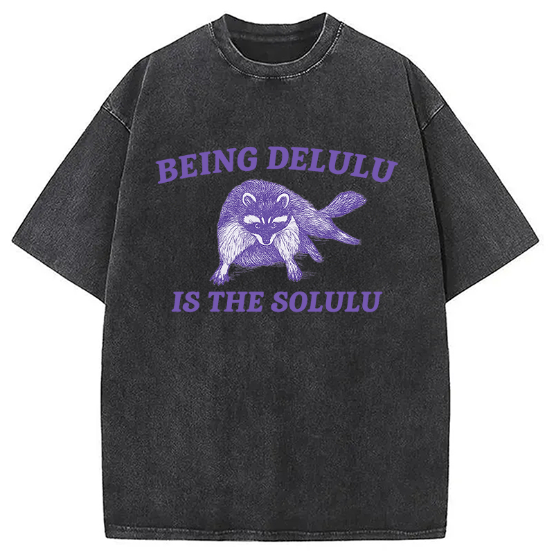 Modecanvas Funny Delusional Raccoon Washed T-Shirt