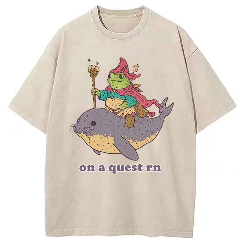 Modecanvas On a Quest Right Now Washed T-Shirt