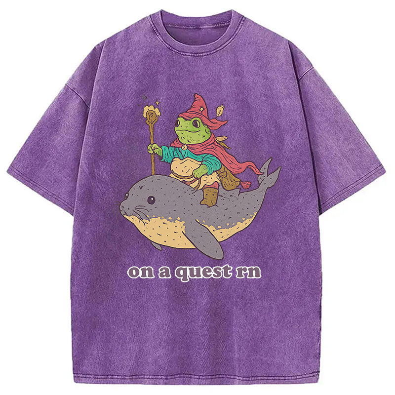 Modecanvas On a Quest Right Now Washed T-Shirt