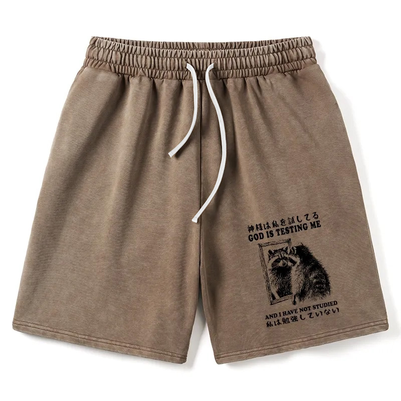 Modecanvas Raccoon Not Studied Washed Shorts