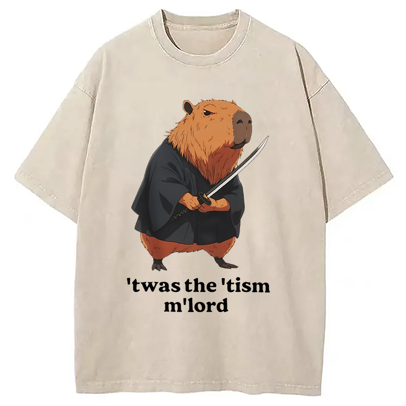 Modecanvas Focused Samurai Capybara Washed T-Shirt