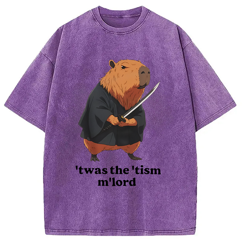 Modecanvas Focused Samurai Capybara Washed T-Shirt
