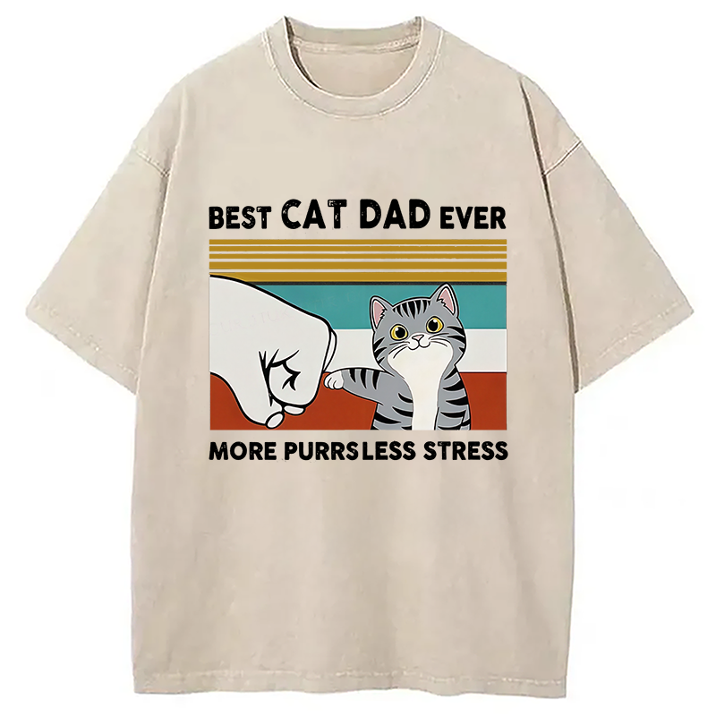 Modecanvas Funny Cat Dad Washed T-Shirt