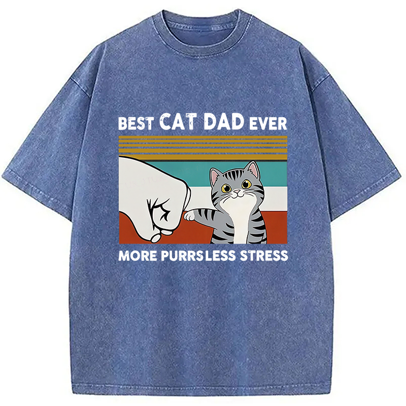 Modecanvas Funny Cat Dad Washed T-Shirt