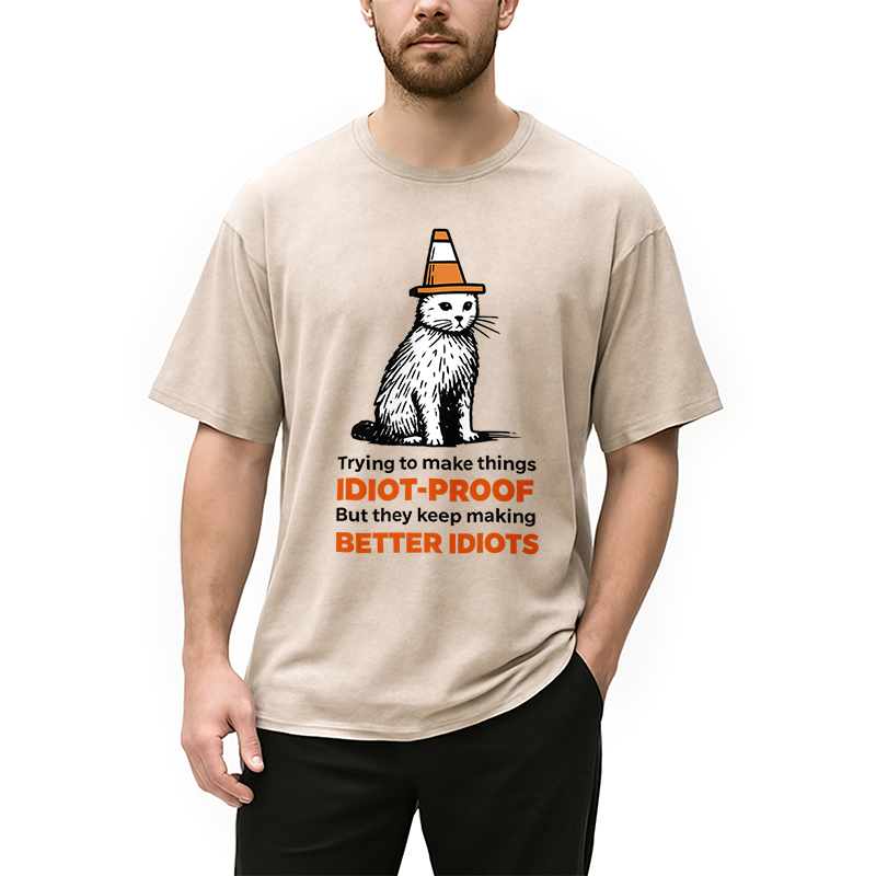 Modecanvas Stupid Cat Washed T-Shirt