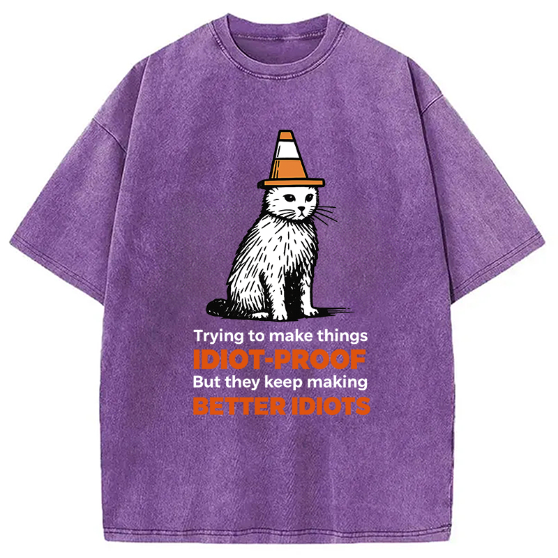 Modecanvas Stupid Cat Washed T-Shirt