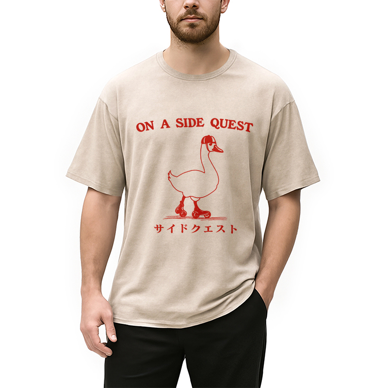 Modecanvas On a Side Quest Goose Washed T-Shirt