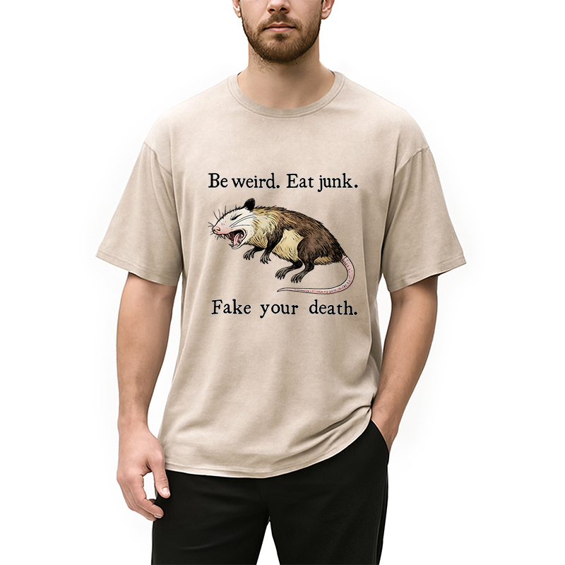 Modecanvas Possum Playing Dead Washed T-Shirt