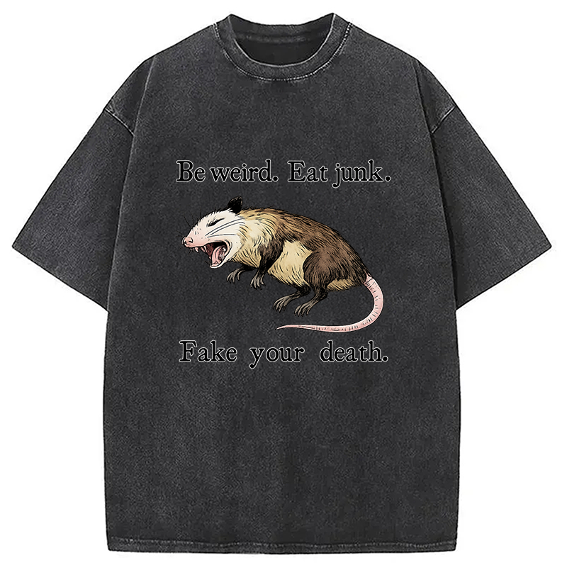 Modecanvas Possum Playing Dead Washed T-Shirt
