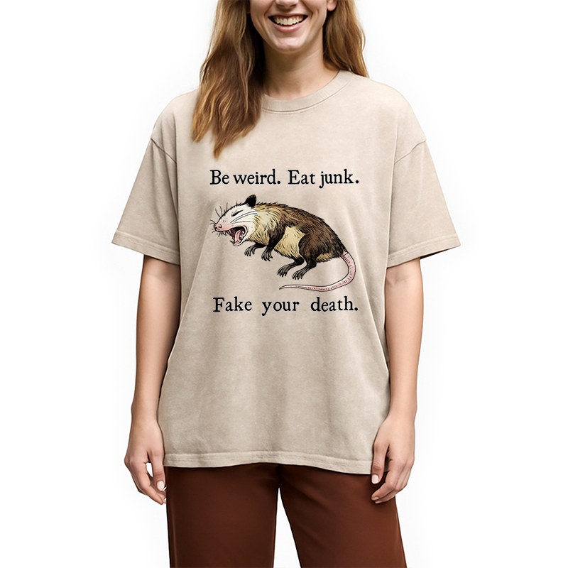 Modecanvas Possum Playing Dead Washed T-Shirt