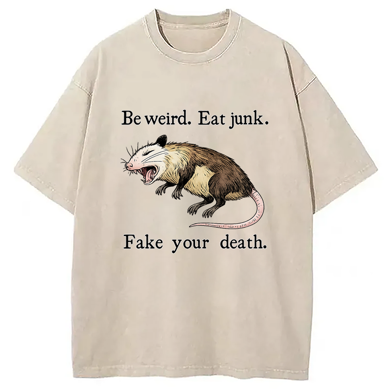 Modecanvas Possum Playing Dead Washed T-Shirt