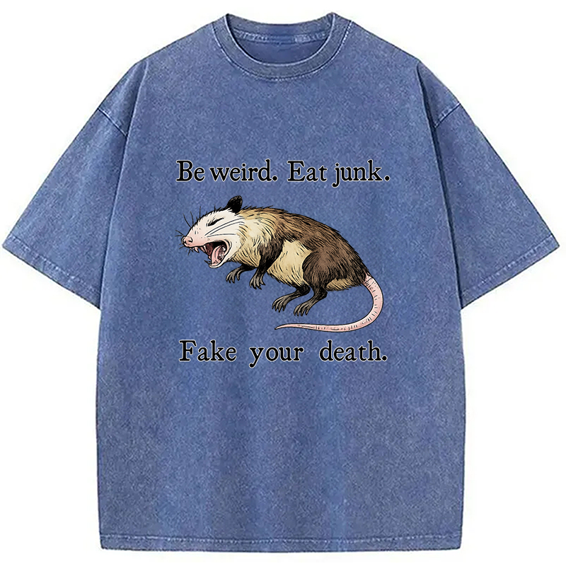 Modecanvas Possum Playing Dead Washed T-Shirt