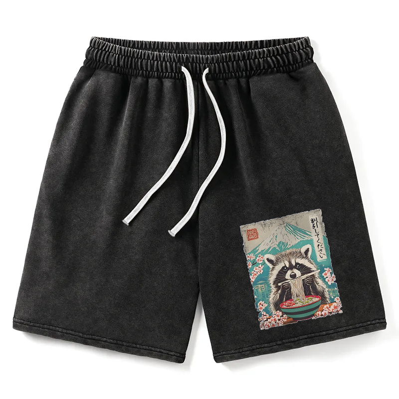 Modecanvas Please Give Raccoon A Discount Washed Short