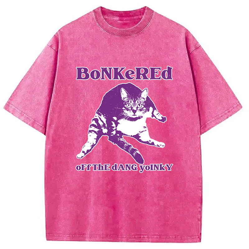 Modecanvas Bonkered Off The Dang Yoinky Cat Meme Washed T-Shirt