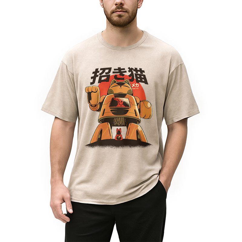 Modecanvas Mecha Cat Washed T-Shirt