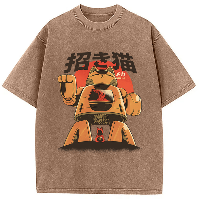 Modecanvas Mecha Cat Washed T-Shirt
