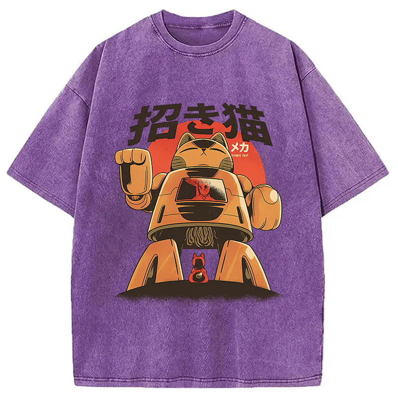 Modecanvas Mecha Cat Washed T-Shirt