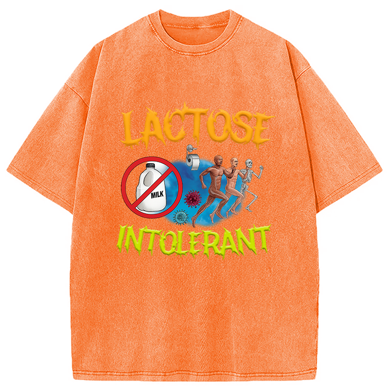 Modecanvas Lactose Intolerant Ironic Sarcastic Funny Washed T-Shirt