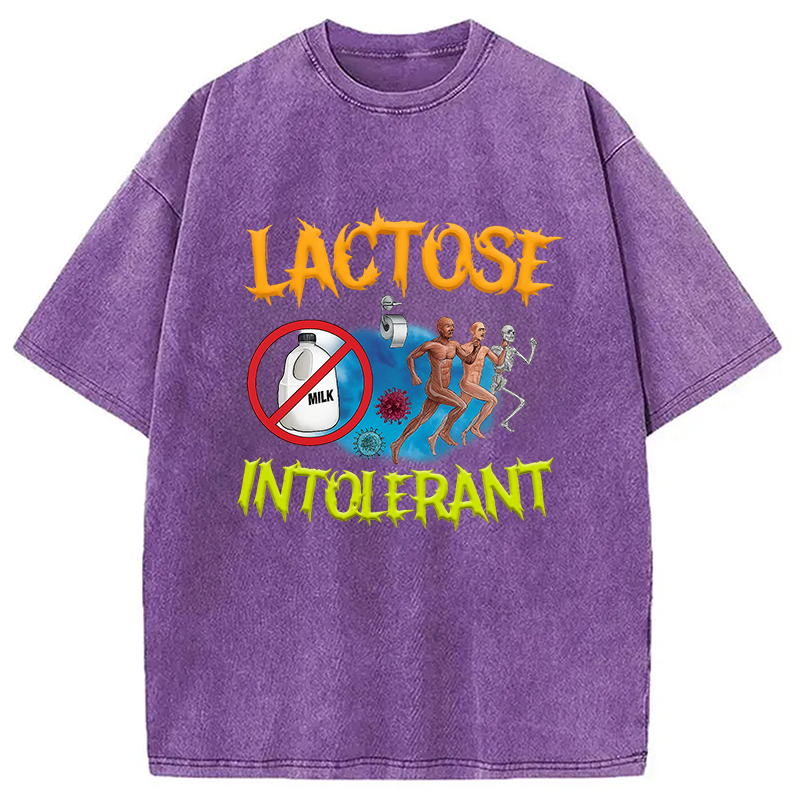 Modecanvas Lactose Intolerant Ironic Sarcastic Funny Washed T-Shirt