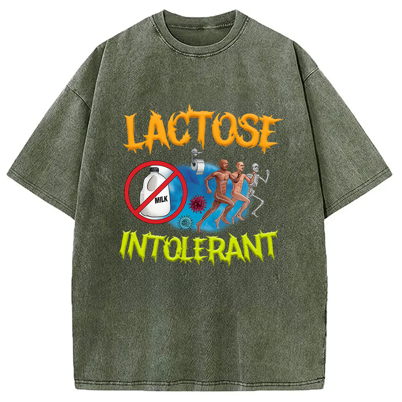 Modecanvas Lactose Intolerant Ironic Sarcastic Funny Washed T-Shirt