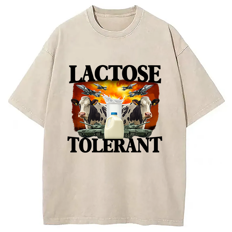 Modecanvas Lactose Tolerant Funny Trending Meme Washed T-Shirt