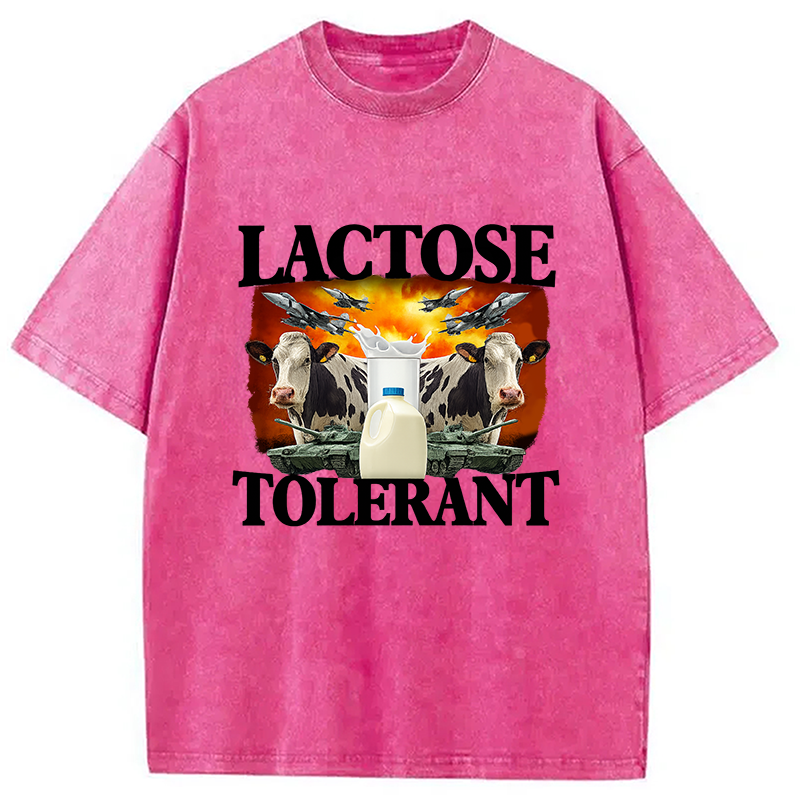 Modecanvas Lactose Tolerant Funny Trending Meme Washed T-Shirt