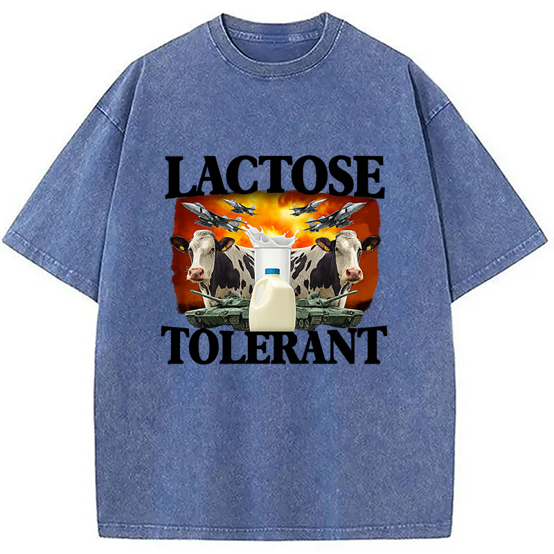 Modecanvas Lactose Tolerant Funny Trending Meme Washed T-Shirt
