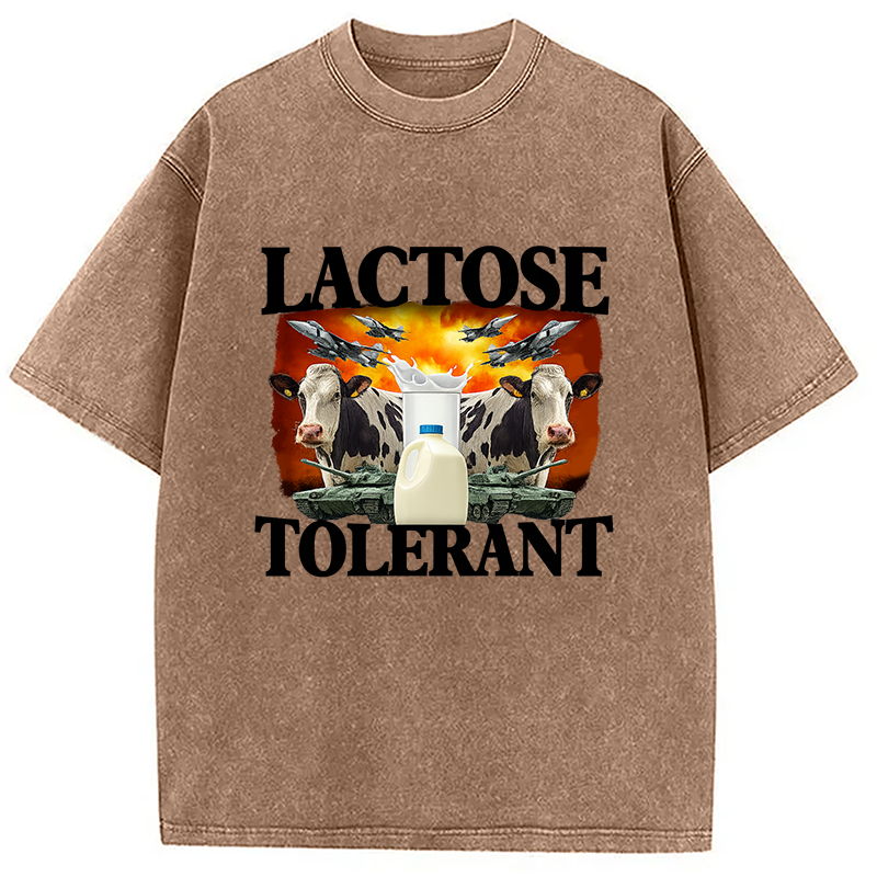 Modecanvas Lactose Tolerant Funny Trending Meme Washed T-Shirt