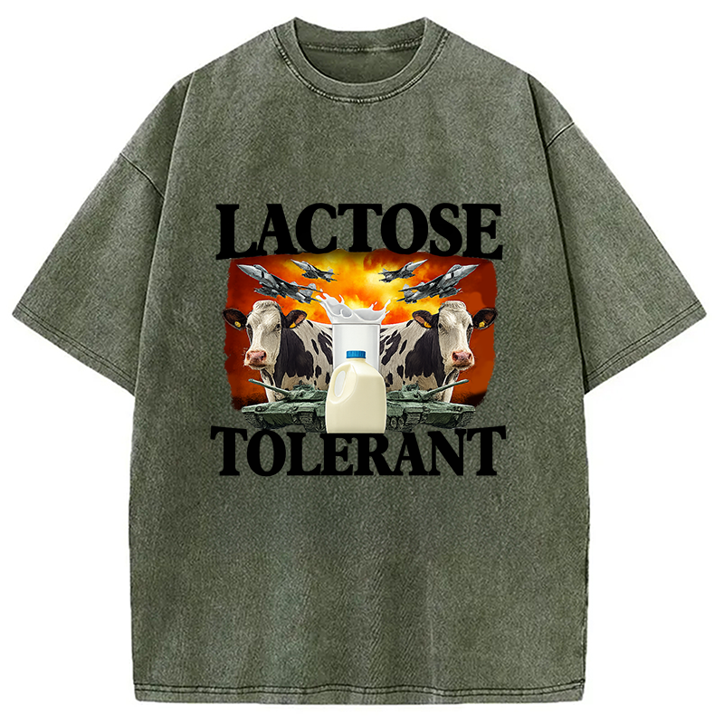 Modecanvas Lactose Tolerant Funny Trending Meme Washed T-Shirt