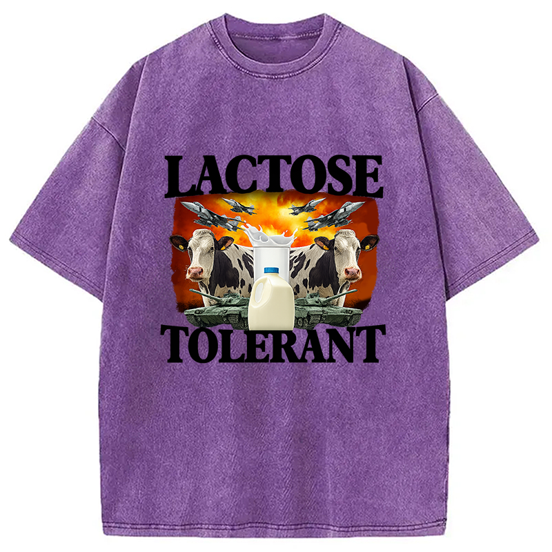 Modecanvas Lactose Tolerant Funny Trending Meme Washed T-Shirt