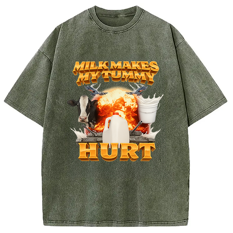 Modecanvas Milk Makes My Tummy Hurt Funny Washed T-Shirt