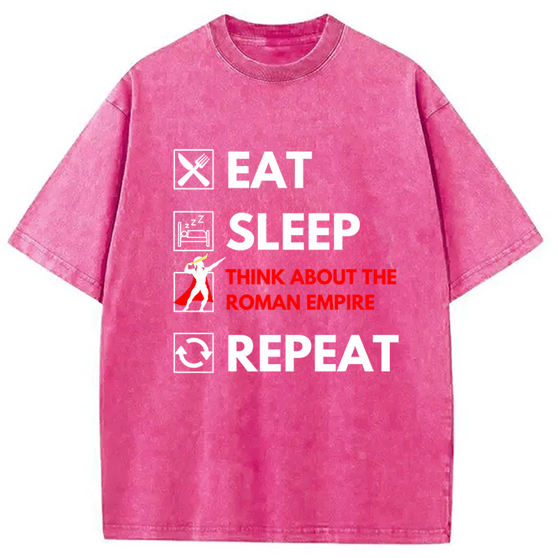 Modecanvas Eat Sleep Think About The Roman Empire Repeat Washed T-Shirt
